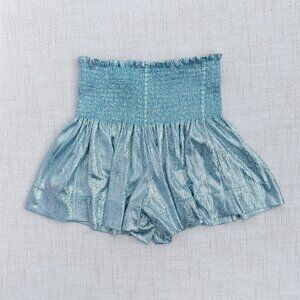 QUEEN OF SPARKLES Women's Glitter High Waist Flutter Shorts BLUE Size XS